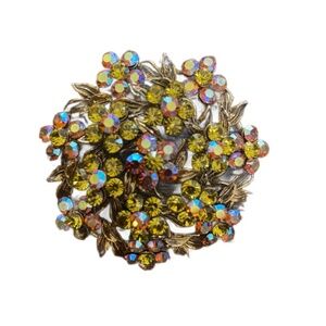 Iridescent Golden Crystal Brooch​